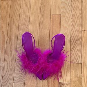 Zara Pink Feathered Heels